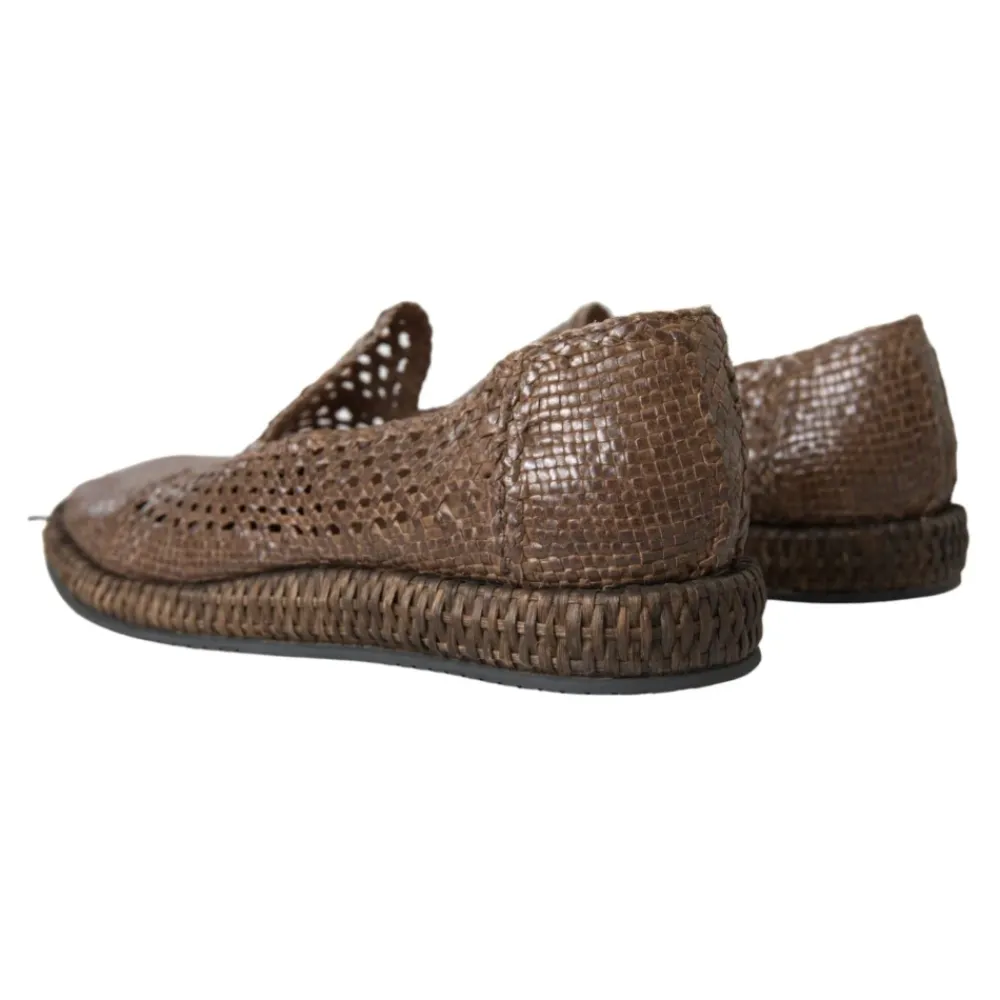 Loafers^Dolce & Gabbana Vævede Læder Slipper Loafers Brun
