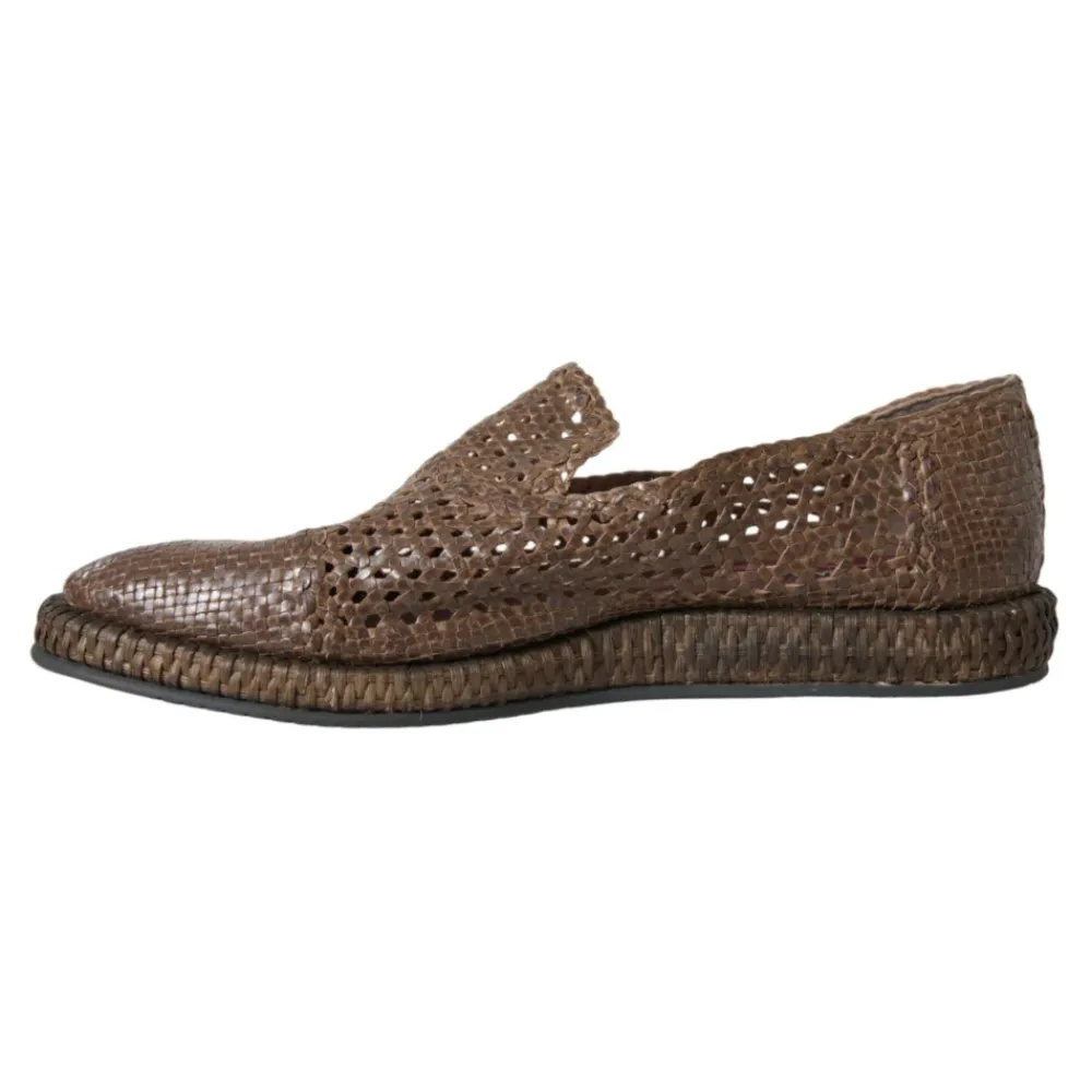 Loafers^Dolce & Gabbana Vævede Læder Slipper Loafers Brun