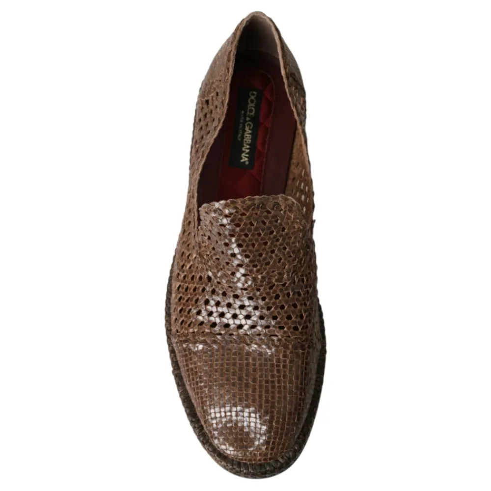 Loafers^Dolce & Gabbana Vævede Læder Slipper Loafers Brun