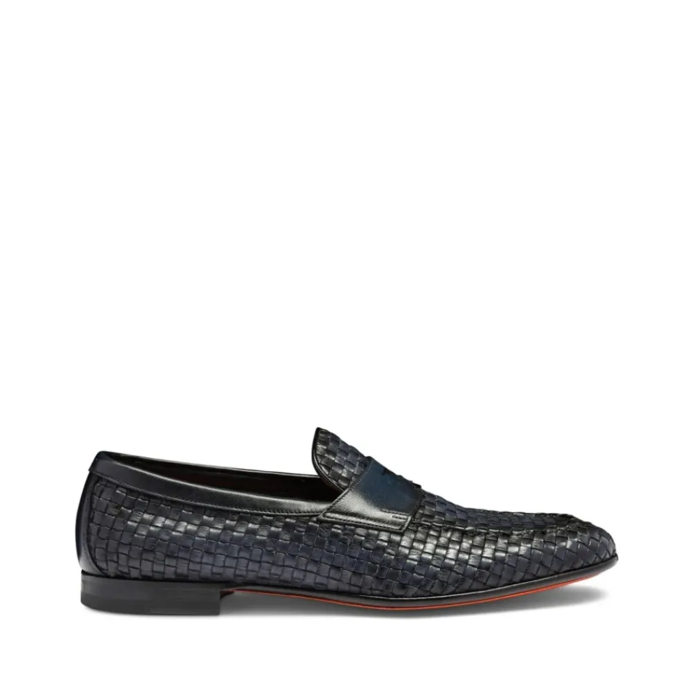 Loafers^Santoni Vævet læder loafers Blå