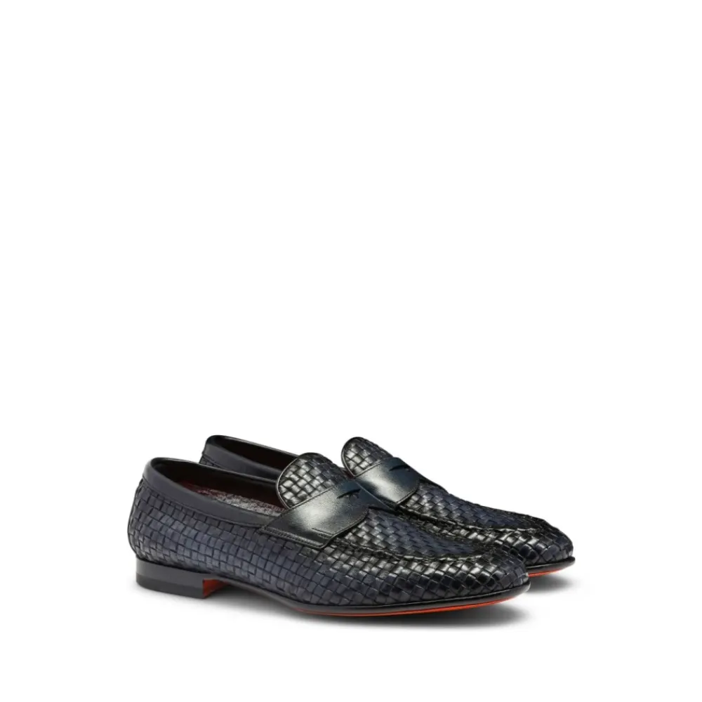 Loafers^Santoni Vævet læder loafers Blå