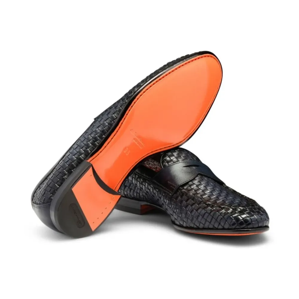 Loafers^Santoni Vævet læder loafers Blå