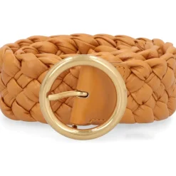 Bælter<Bottega Veneta Vævet læderbælte Guldspænde Brun