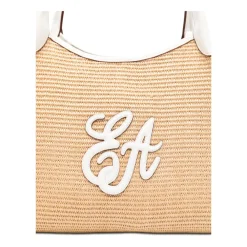 Indkøbstasker<Emporio Armani Vævet Strå Medium Shopper Taske Beige