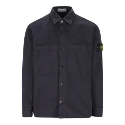 Jakker<Stone Island Wappen Patch Button Over Shirt Blå