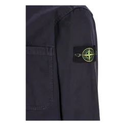 Jakker<Stone Island Wappen Patch Button Over Shirt Blå