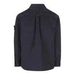 Jakker<Stone Island Wappen Patch Button Over Shirt Blå