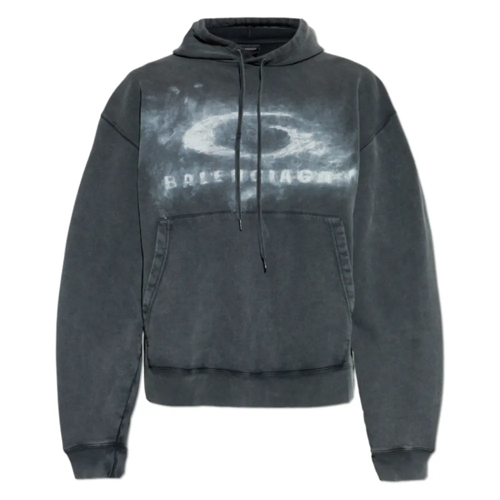 Trøjer^Balenciaga Washed Crayon Loop Oversized Hættetrøje Grå
