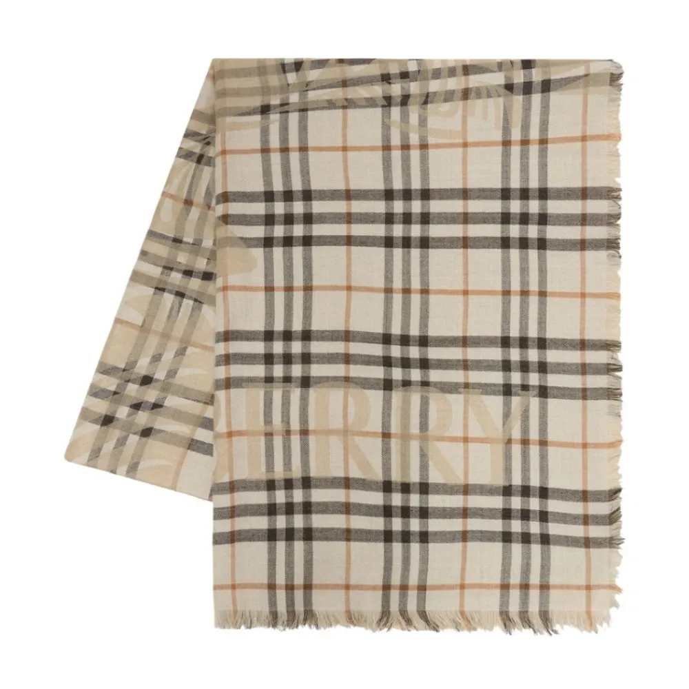 Halstørklæder Og Tørklæder^Burberry Wide EKD Check Scarf Hvid