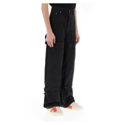 Jeans<Off White Wide Leg Cargo Bukser Sort