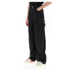 Jeans<Off White Wide Leg Cargo Bukser Sort