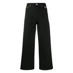 Jeans^MSGM Wide-Leg Cropped Bukser Med Logo Sort
