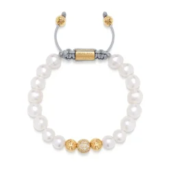 Smykker<Nialaya Women's Beaded Bracelet with White Sea Pearl and Gold Gul
