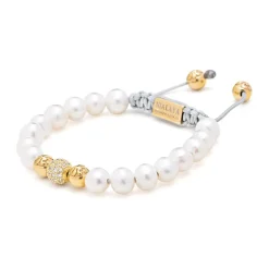 Smykker<Nialaya Women's Beaded Bracelet with White Sea Pearl and Gold Gul