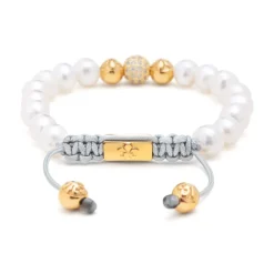 Smykker<Nialaya Women's Beaded Bracelet with White Sea Pearl and Gold Gul