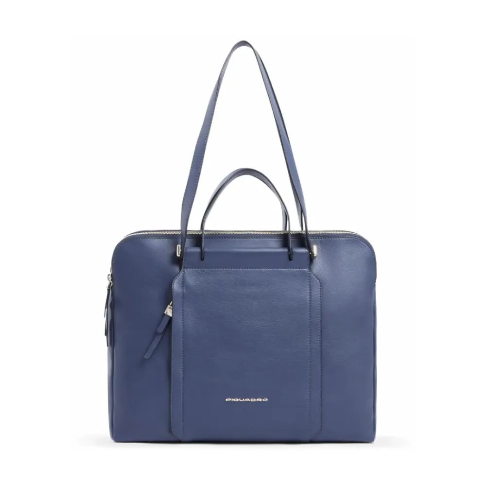 Laptop Tasker<Piquadro Women's laptop and Pad® bag with two dividers,RFID and shock absorbing protection Blå