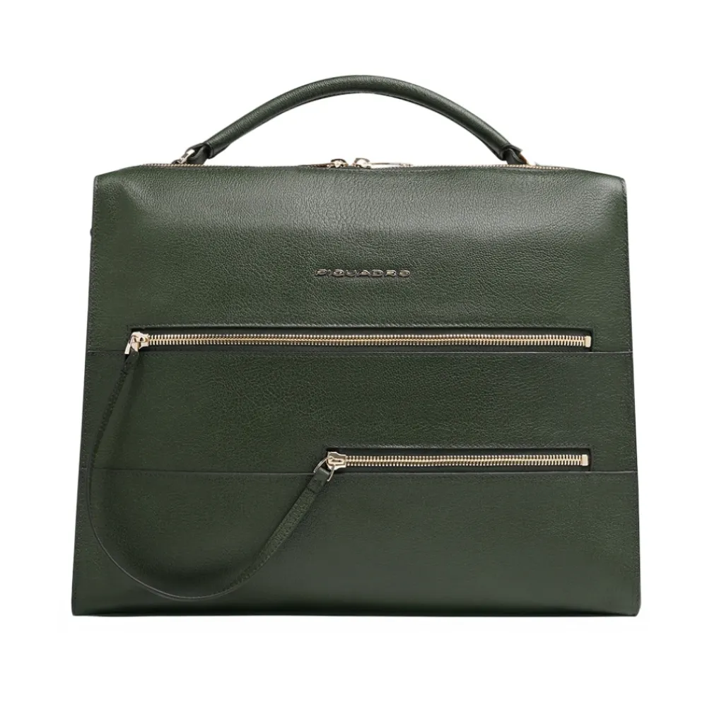 Laptop Tasker^Piquadro Women's laptop bag with iPad® compartment, shock absorbing and RFID protection Grøn