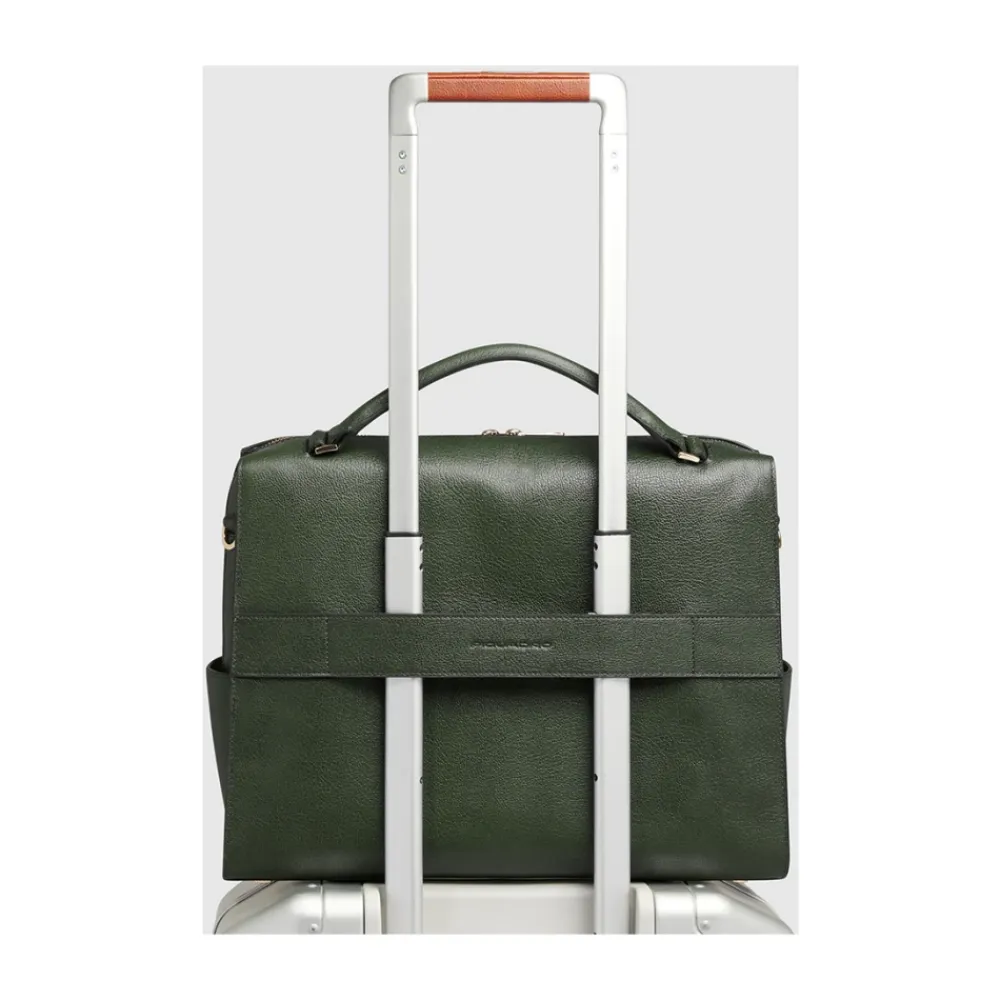 Laptop Tasker^Piquadro Women's laptop bag with iPad® compartment, shock absorbing and RFID protection Grøn