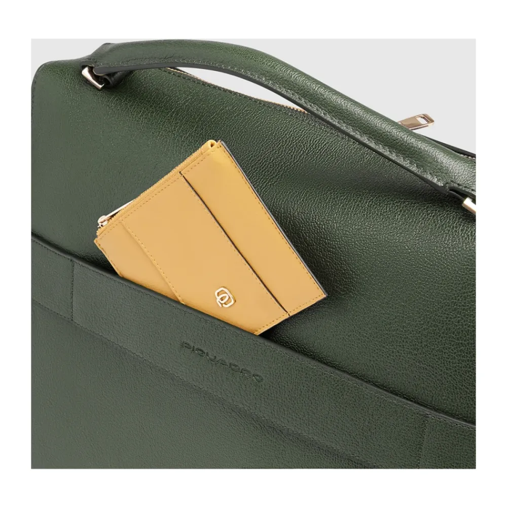 Laptop Tasker^Piquadro Women's laptop bag with iPad® compartment, shock absorbing and RFID protection Grøn