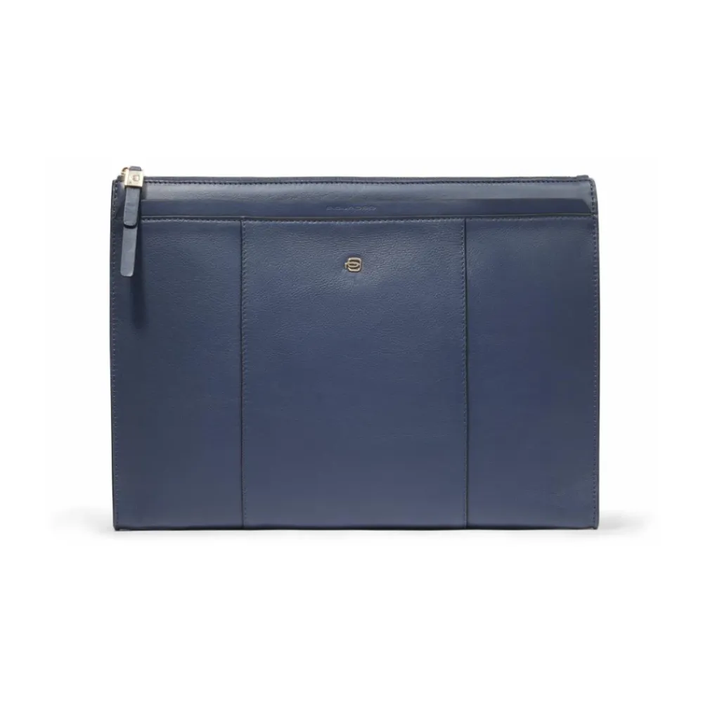 Laptop Tasker^Piquadro Women's leather clutch for iPad® Blå