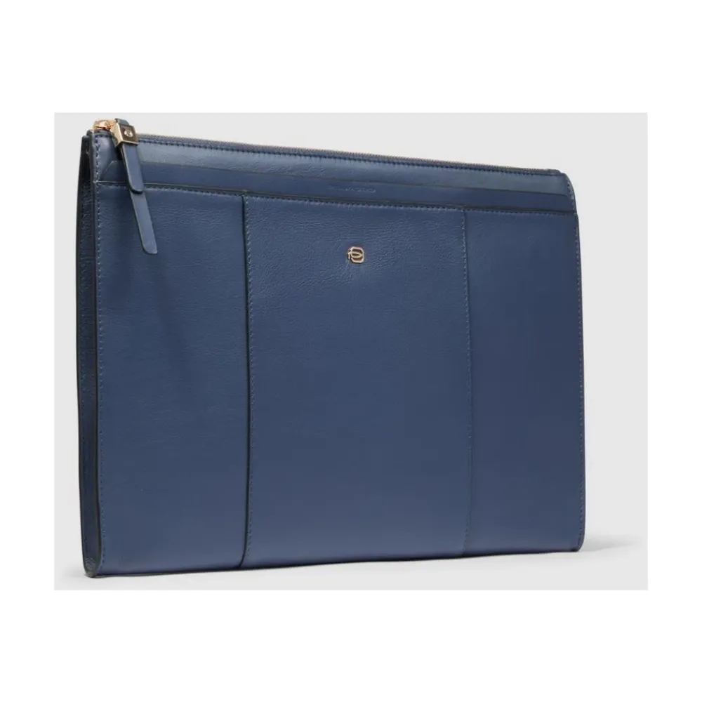 Laptop Tasker^Piquadro Women's leather clutch for iPad® Blå