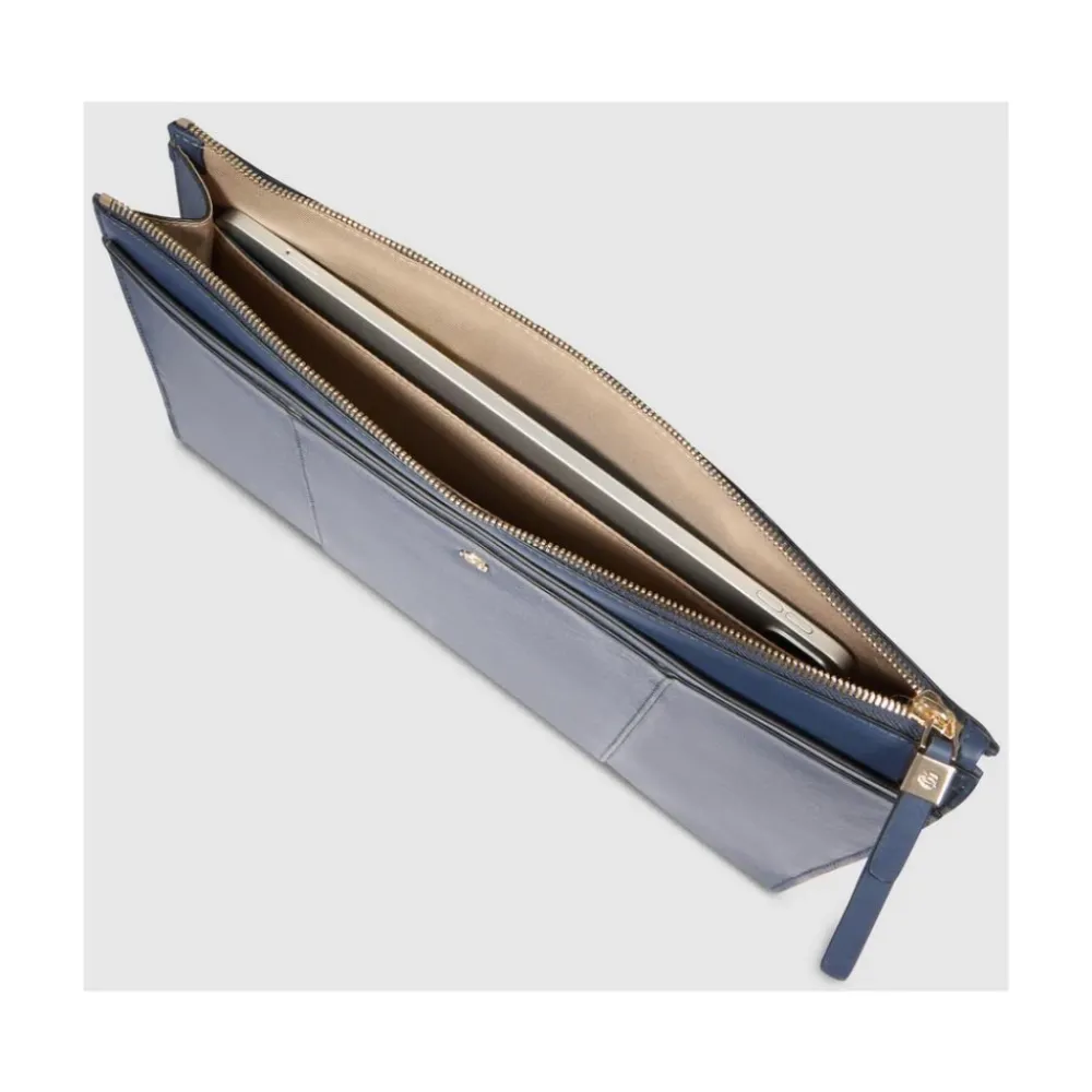 Laptop Tasker^Piquadro Women's leather clutch for iPad® Blå
