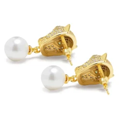 Smykker^Nialaya Women's Panther Earring with Pearl Drop Gul