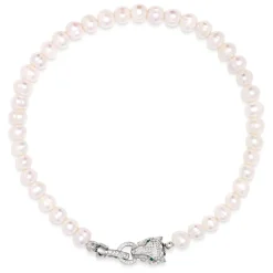 Smykker<Nialaya Women's Pearl Choker with Silver Panther Head Grå