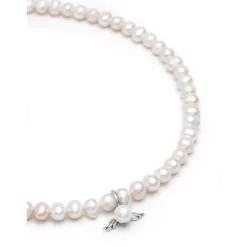 Smykker^Nialaya Women's Pearl Choker with Angel Wing Pendant Grå