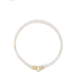 Smykker<Nialaya Women's Pearl Choker with Gold Double Panther Head Gul