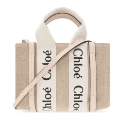 Bæltetasker<Chloé Woody Mini shopper taske Beige