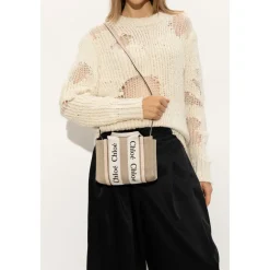 Bæltetasker<Chloé Woody Mini shopper taske Beige