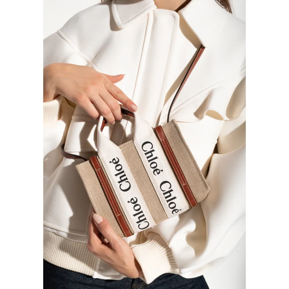 Bæltetasker<Chloé Woody Mini skuldertaske Beige
