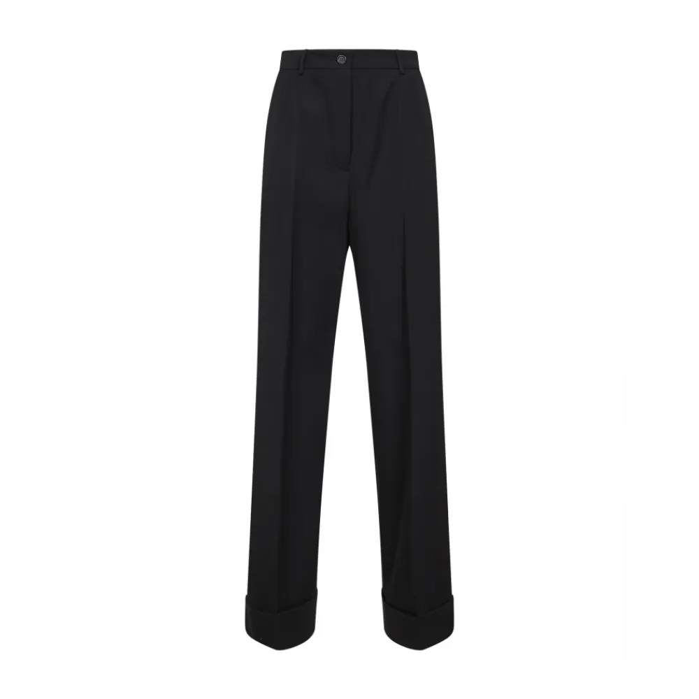Bukser<Dolce & Gabbana Wool Gabardine Trousers Sort