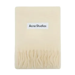 Halstørklæder Og Tørklæder|Tørklæder<Acne Studios Wool Logo Scarf Hvid