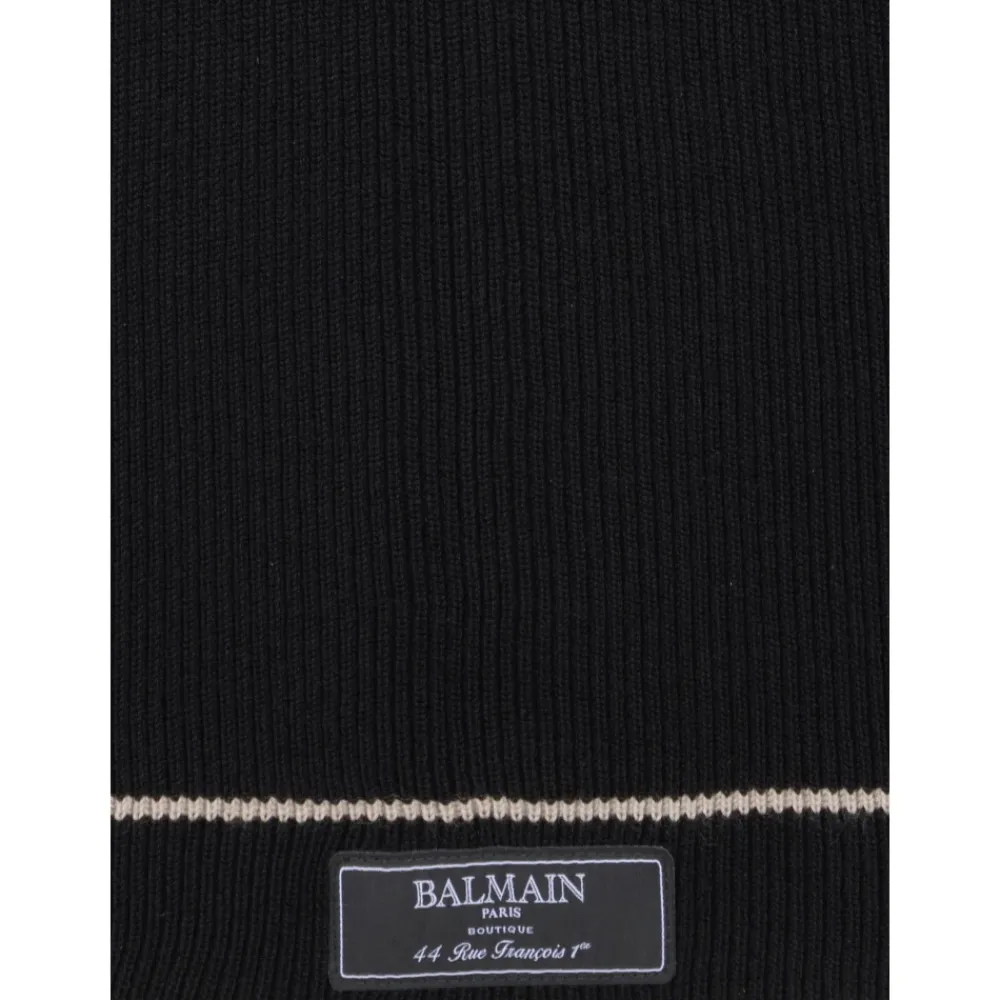 Halstørklæder Og Tørklæder<Balmain Wool Paris Scarf Sort