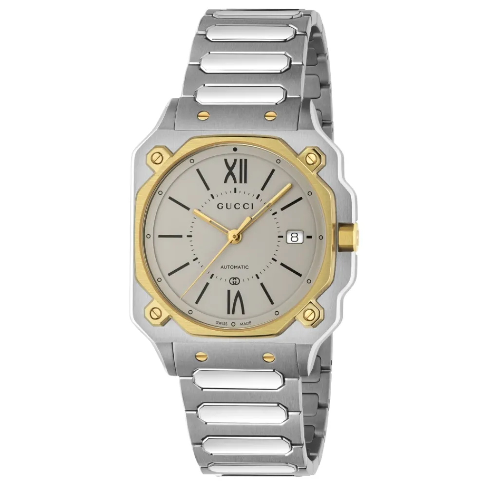 Ure<Gucci YA166403 - G-Flat 36mm rustfrit stålkasse Grå