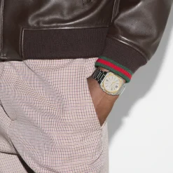 Ure<Gucci YA166403 - G-Flat 36mm rustfrit stålkasse Grå