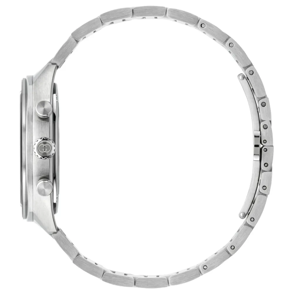 Ure<Gucci YA142318 - Interlocking 41mm rustfrit stål urkasse, t skive, lille sekundviser, sort keramisk bezel med tachymeter indikation, rustfrit stål armbånd Grøn