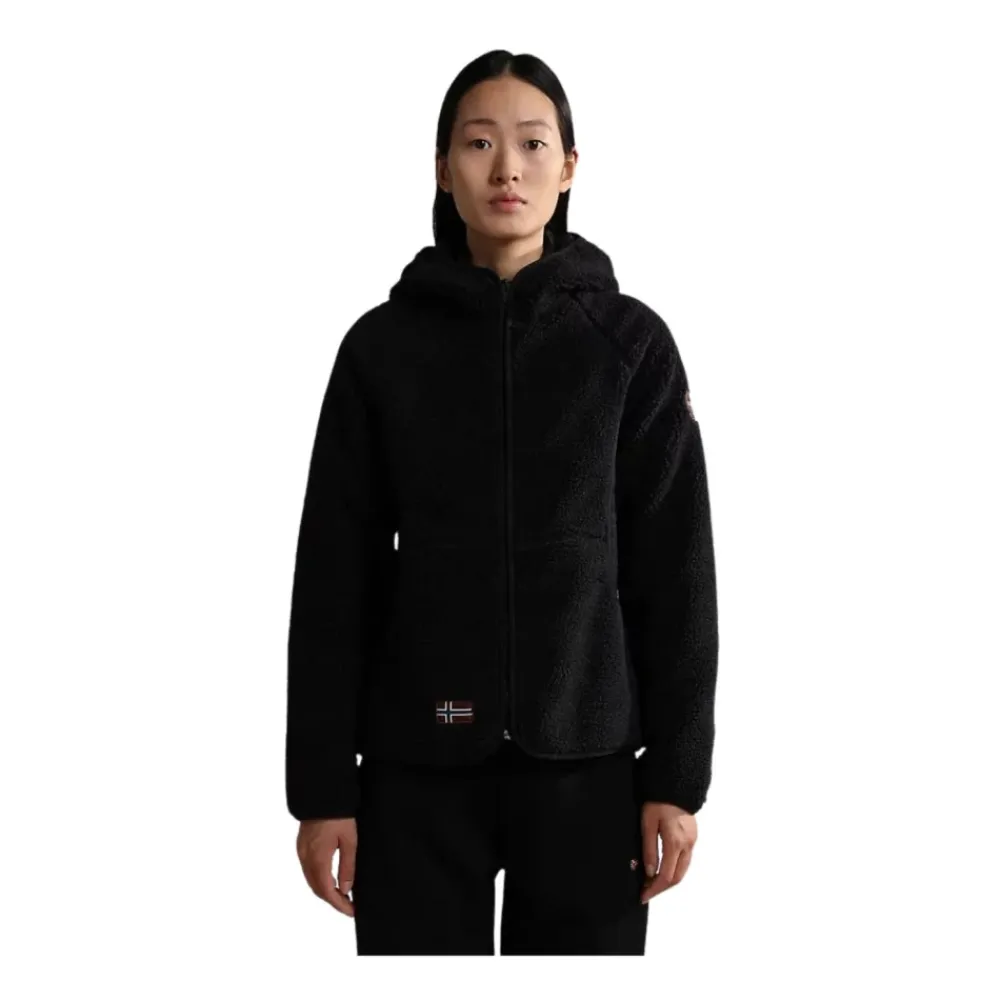 Fleece^Napapijri Yupik Hættetrøje med Lynlås i Fleece Sort
