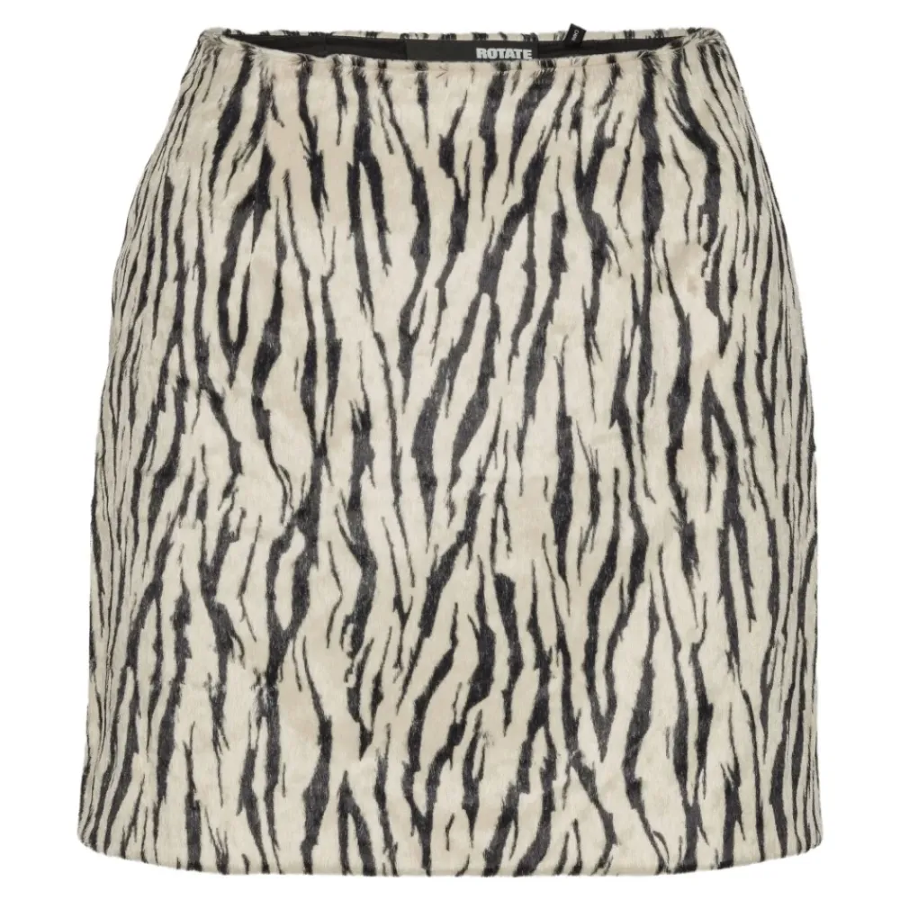 Nederdele^ROTATE Birger Christensen Zebra Print Flare Nederdel Beige