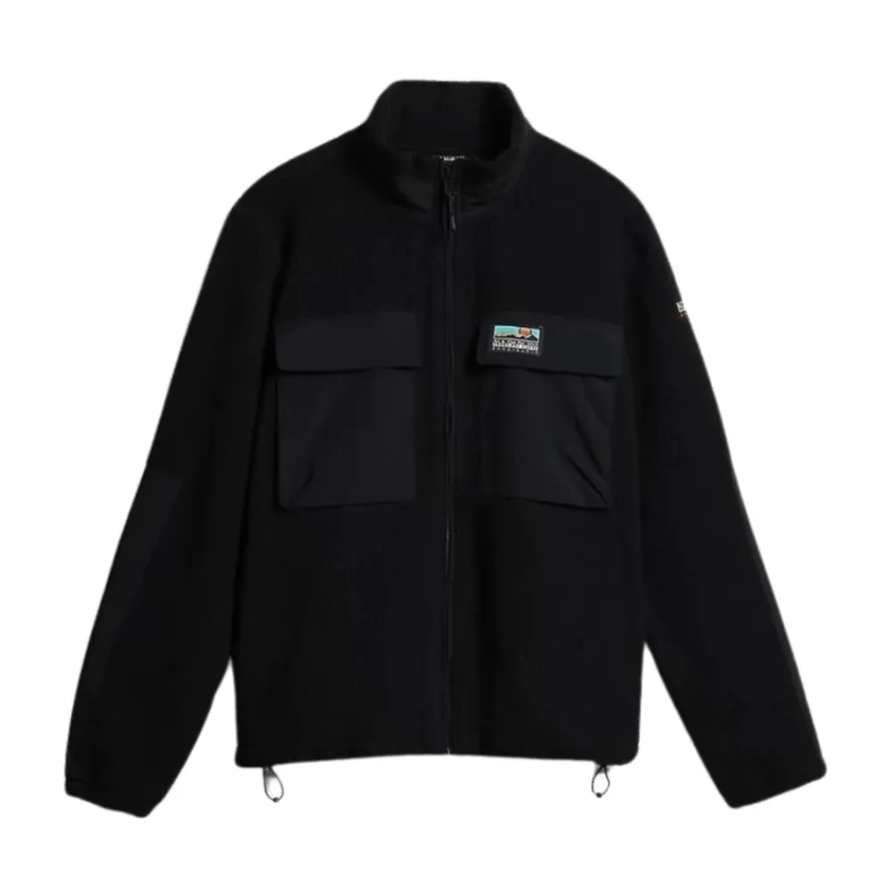 Fleece^Napapijri Zip-Up Fleece Jakke Streetwear Stil Sort