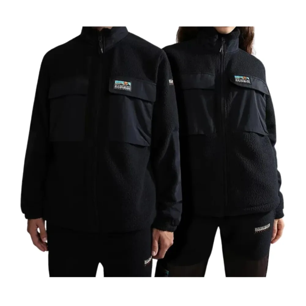 Fleece^Napapijri Zip-Up Fleece Jakke Streetwear Stil Sort