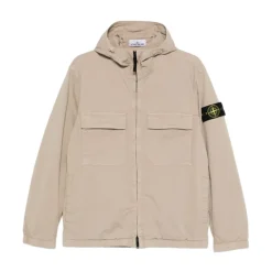 Skaljakker<Stone Island Zip-up Hættejakke Beige