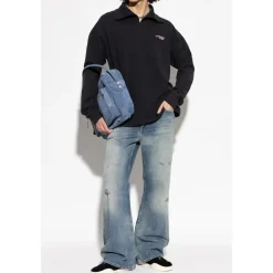 Trøjer^Acne Studios Zip-up logo sweatshirt Sort